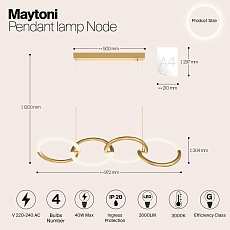 Подвесной светодиодный светильник Maytoni Node MOD165PL-L40G3K 1
