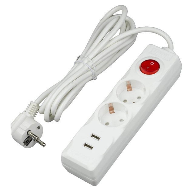 Удлинитель Uniel 2гн х 3м c/з Standard S-GCD2-3BU White UL-00006677 Фото № 1