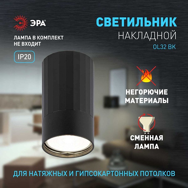 Настенно-потолочный светильник ЭРА OL32 BK Б0056376 изображение 4 Настенно-потолочный светильник ЭРА OL32 BK Б0056376 Фото № 4