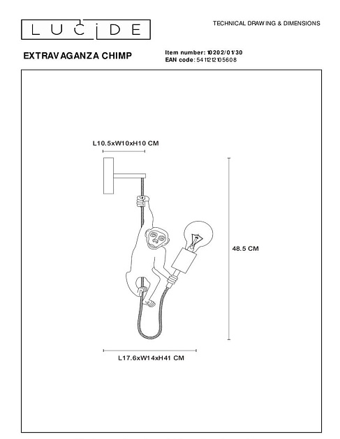 Бра Lucide Extravaganza Chimp 10202/01/30 фото 2