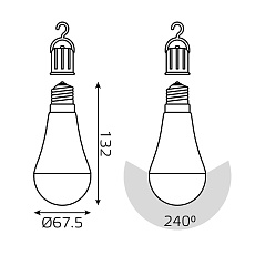 Лампа светодиодная аккумуляторная Gauss E27 10W 4100K матовая 102402200 3