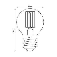 Лампа светодиодная Uniel E27 4W 3000K прозрачная LED-G45-4W/3000K/E27/CL GLY01TR UL-00011940 1