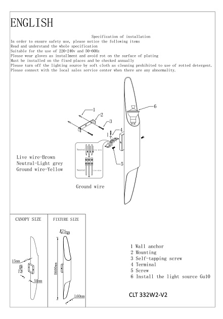 Настенный светильник Crystal Lux CLT 332W2-V2 BL-GO Фото № 2