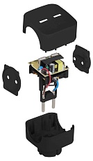 Разветвитель электрический ЭРА SP-2-USB-B на 2 розетки + 2xUSB 2400mA без заземления 10А черный Б0049535 3