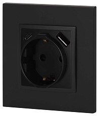 Розетка ЭРА Elegance 14-4108-05 2P+E 16A-250В со шторками с USB type-A+C 5В-3А антрацит Б0067724 4