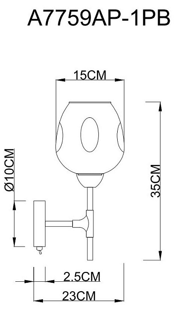 Бра Arte Lamp Yuka Smoky A7759AP-1PB изображение 3 Бра Arte Lamp Yuka Smoky A7759AP-1PB Фото № 3