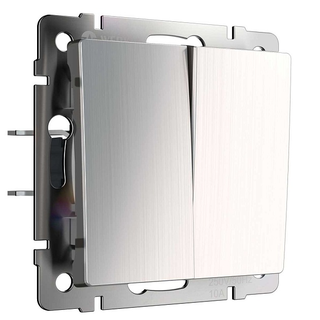 Выключатель двухклавишный проходной Werkel глянцевый никель W1122002 4690389157905 Фото № 1