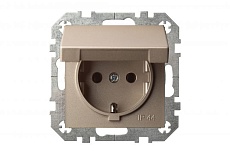 Розетка 2P+E Liregus Epsilon с крышкой шампань 28-3112 2