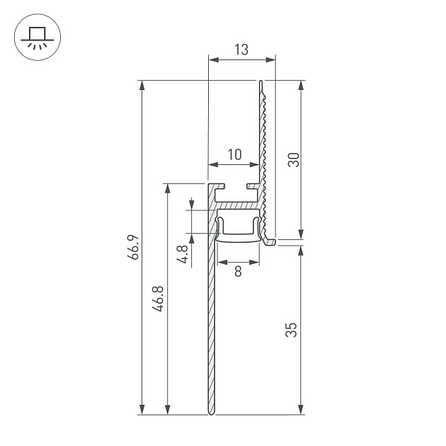 Профиль встраиваемый Arlight Plintus-Fantom-Bent-H35-Side-2000 Black 043676 Фото № 2