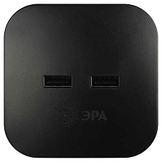 Разветвитель электрический ЭРА SP-4-USB-B на 4 розетки + 2xUSB 2400mA без заземления 10А черный Б0049536 5