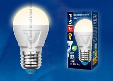 Лампа светодиодная Uniel E27 7W 3000K матовая LED-G45 7W/WW/E27/FR PLP01WH UL-00002420 1
