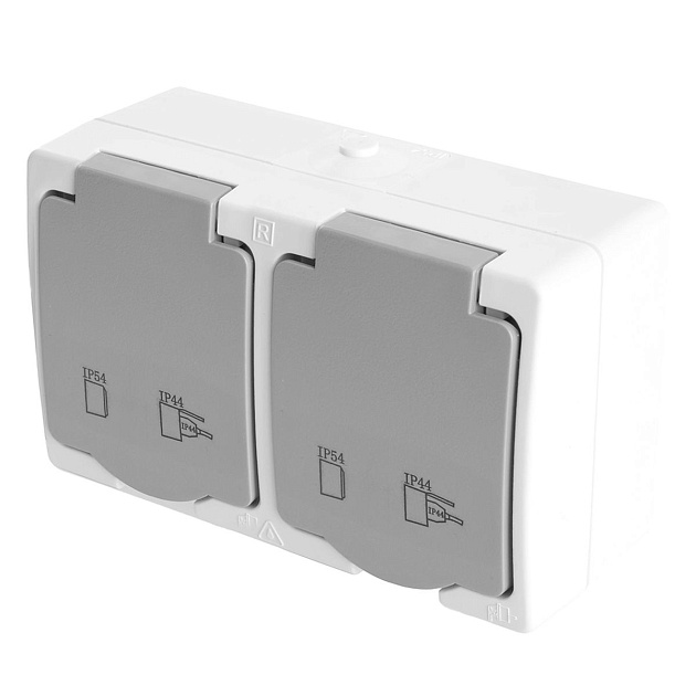 Розетка 2-местная с крышкой Stekker Велена PST16-22-54 49730 Фото № 1