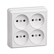 Розетка четырехместная 2P IEK Oktava белая ERO40-K01-10-DC