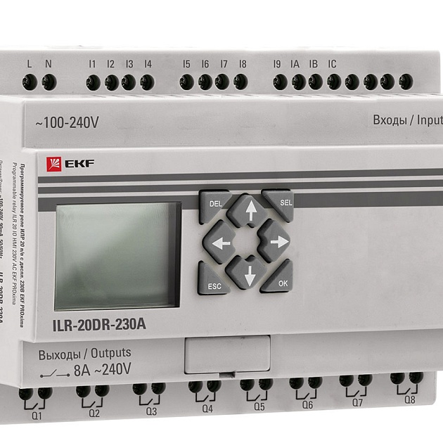 Программируемое реле 20 в/в с диспл. 230В PRO-Relay EKF PROxima ILR-20DR-230A Фото № 1