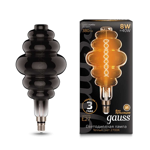 Лампа светодиодная филаментная Gauss E27 8W 2700K серая 159802008 Фото № 7