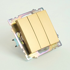 Выключатель трехклавишный Stekker Катрин золото GLS10-7108-08 49219 2