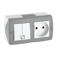 Выключатель - розетка Mono Electric Octans IP20 двухклавишный - 2К бело-серый 104-020001-182