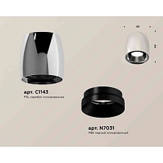 Комплект накладного светильника Ambrella light Techno Spot XS1143001 PSL/PBK серебро полированное/черный полированный (C1143, N7031) 1