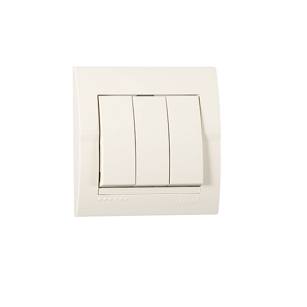 Выключатель тройной Lezard Deriy кремовый 702-0303-109 Фото № 1