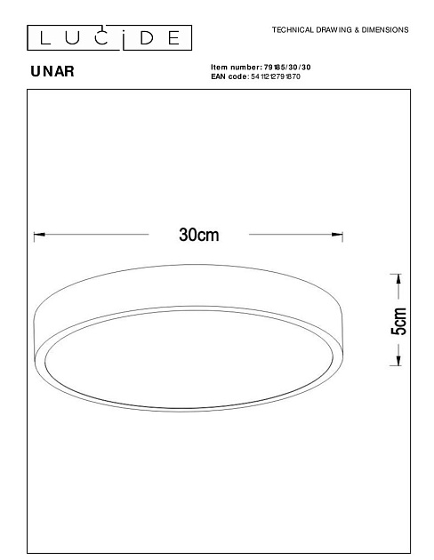 Потолочный светодиодный светильник Lucide Unar 79185/30/30 изображение 2 Потолочный светодиодный светильник Lucide Unar 79185/30/30 Фото № 2
