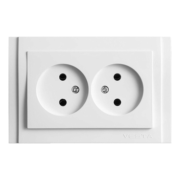 Розетка двойная 2P Vesta-Electric Verona белый FRZ00020201BEL изображение 1 Розетка двойная 2P Vesta-Electric Verona белый FRZ00020201BEL Фото № 1