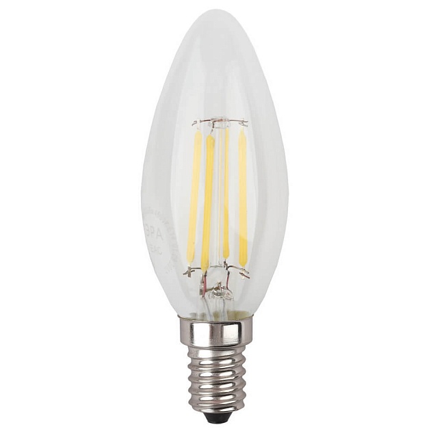 Лампа светодиодная филаментная ЭРА E14 7W 4000K прозрачная F-LED B35-7W-840-E14 Б0027943 фото 