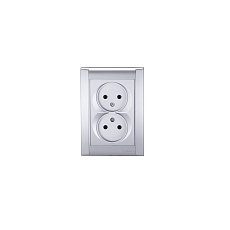 Розетка Makel 2-м СП Defne 10А IP20 б/з сереб. 42065017