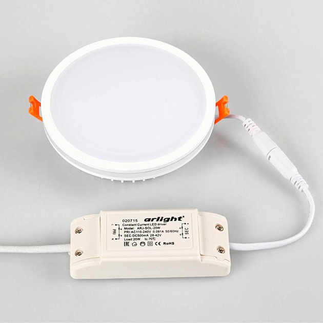 Встраиваемый светодиодный светильник Arlight LTD-135SOL-20W Warm White 020712 фото 5