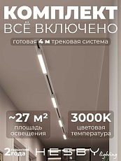 Встраиваемая однофазная трековая система Hesby Lighting Skylite №1 со светильниками HSBL_kompl_S001_VI4W3K