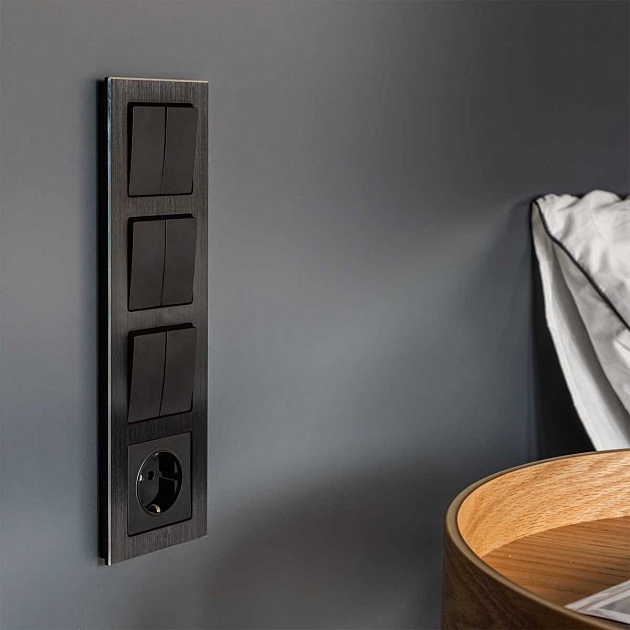 Выключатель Werkel двухклавишный проходной черный матовый W1122008 4690389156724 Фото № 3