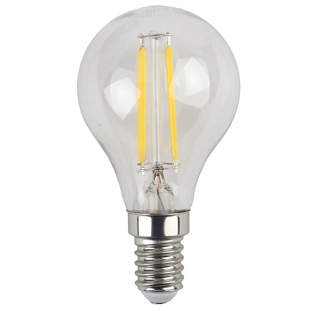 Лампа светодиодная филаментная ЭРА E14 5W 2700K прозрачная F-LED P45-5W-827-E14 Б0043437 фото 