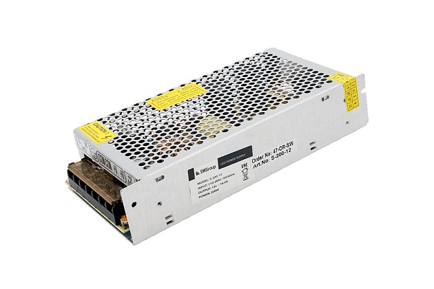 Блок питания SWG 12V 200W IP20 16,7A S-200-12 000109 фото 2