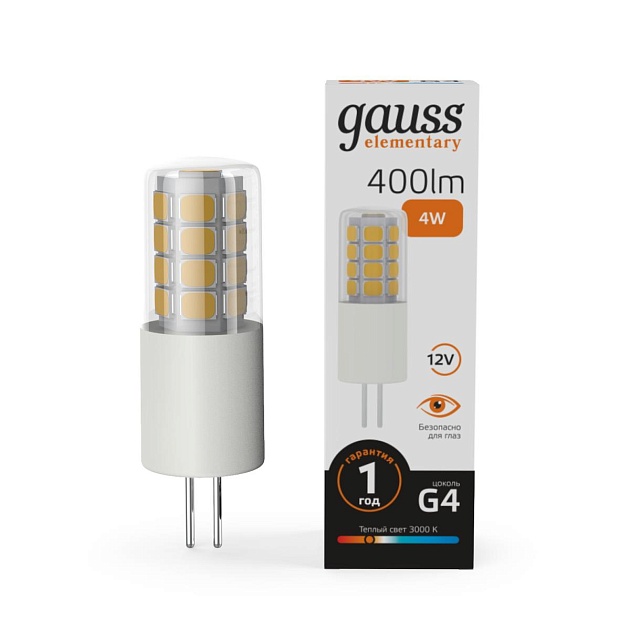Лампа светодиодная Gauss G4 4W 3000К прозрачная 10714 Фото № 2