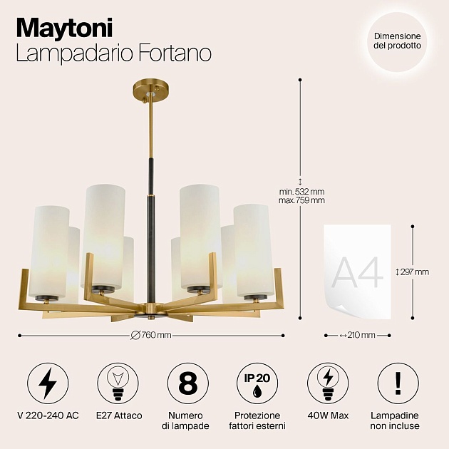 Подвесная люстра Maytoni Fortano MOD089PL-08BS Фото № 9
