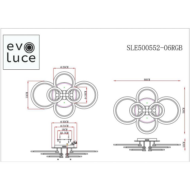 Потолочная светодиодная люстра Evoluce Cerina SLE500552-06RGB Фото № 2