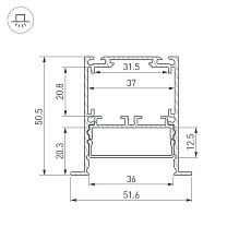 Профиль встраиваемый Arlight SL-Linia52-3L-F-2000 Anod 044682 4
