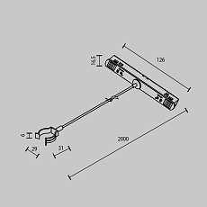 Коннектор с тросовым подвесом Tau в шинопровод Gravity Maytoni Technical TRA101SWT-2BB 4
