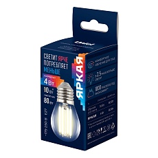 Лампа светодиодная Uniel E27 4W 3000K прозрачная LED-G45-4W/3000K/E27/CL GLY01TR UL-00011940 2