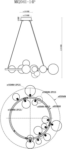 Подвесная люстра MyFar George MR2041-14P изображение 2 Подвесная люстра MyFar George MR2041-14P Фото № 2