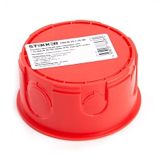 Коробка монтажная для сплошных стен, с крышкой, D80*40мм Stekker EBX30-01-1-20-80, красный 49003 1