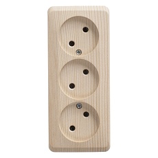 Розетка тройная 2К Systeme Electric Этюд 16A 250V сосна PA16-009D