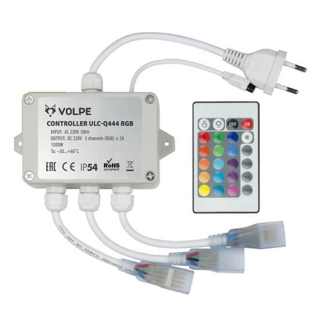 Контроллер для светодиодных RGB лент 220В Volpe ULC-Q444 RGB White UL-00002275 фото 