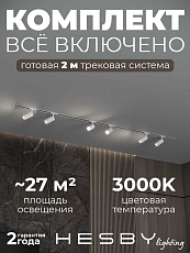 Встраиваемая однофазная трековая система Hesby Lighting Skylite №3 со светильниками HSBL_kompl_S003_VI2W3K