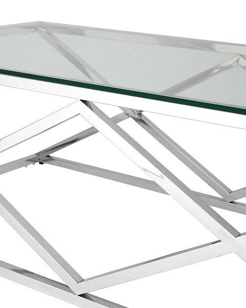 Журнальный стол Stool Group Инсигния 120*60 прозрачное стекло/сталь серебро УТ000001504 Фото № 3