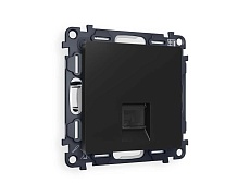 Комплект механизма телефонной розетки AMBRELLA VOLT ALFA Черный матовый RJ-11(4P4C) с шторкой QUANT (AP8120, VM190) MA812030