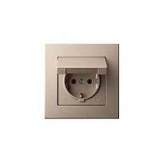 Розетка 2P+E Liregus Epsilon с крышкой шампань 28-3112