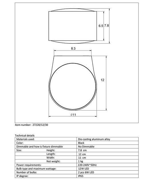 Настенный светодиодный светильник Lucide Rayen 27220/12/30 Фото № 2