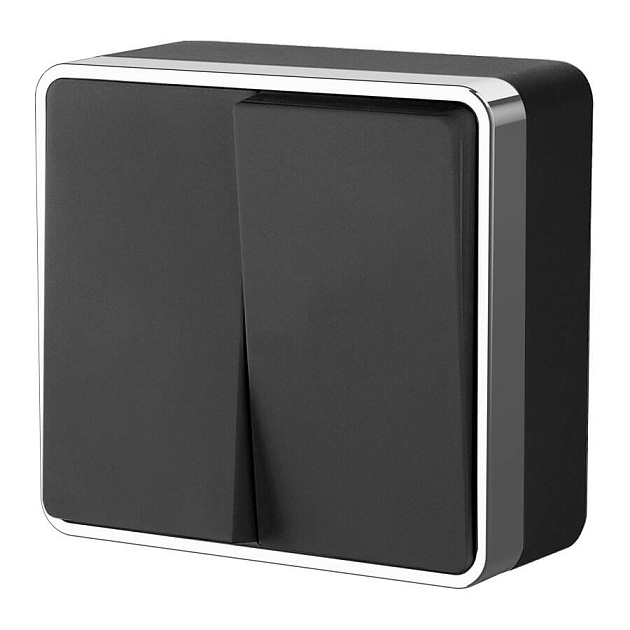 Выключатель двухклавишный Werkel Gallant черный/хром W5020035 4690389164163 Фото № 1