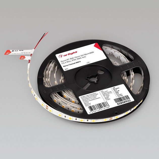 Светодиодная лента Arlight RT-B60-10mm 24V Warm3000 14.4 W/m IP20 5m 028589(3) Фото № 2