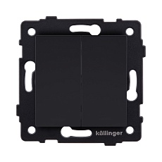 Выключатель 2-клавишный 10А/250В, черный матовый Kollinger REA-S-007BM для Aspekt, Eleganz, Reflex